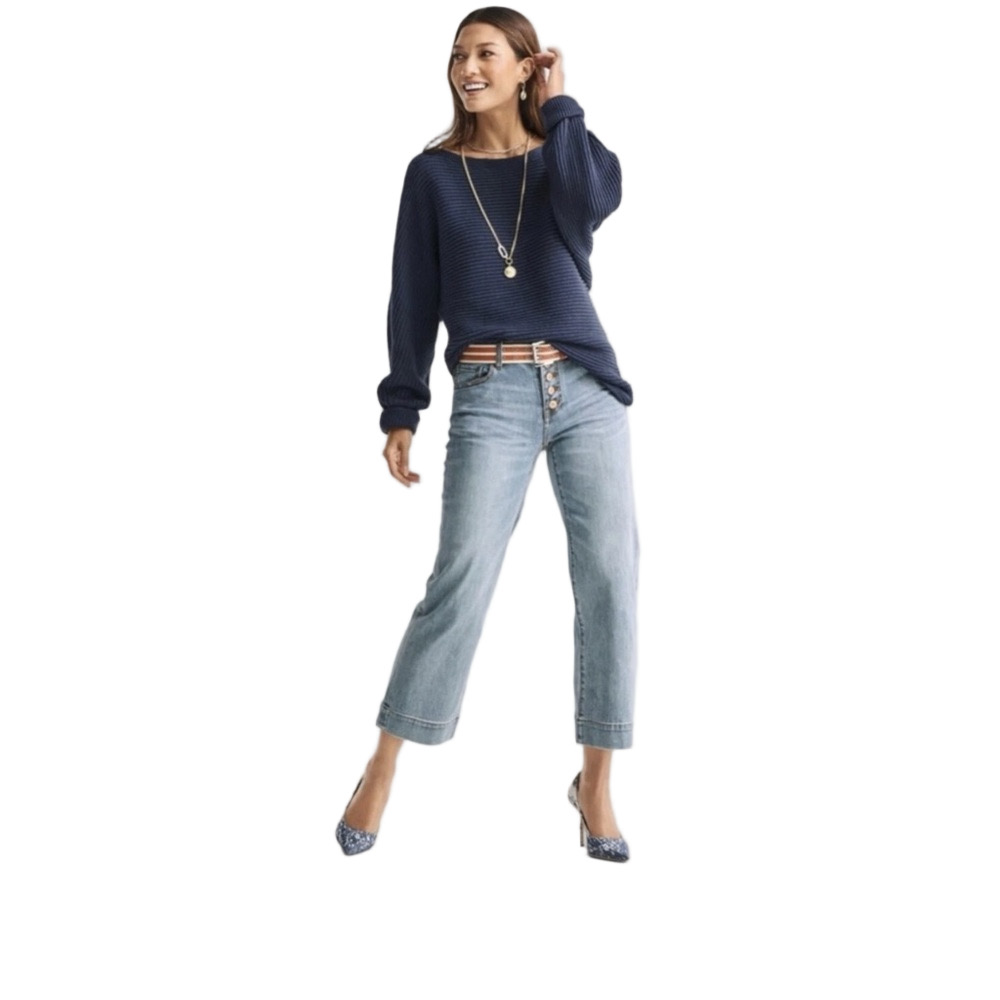 Cabi Palm Beach Crop Light Blue Denim Jeans Size 00 Nwt